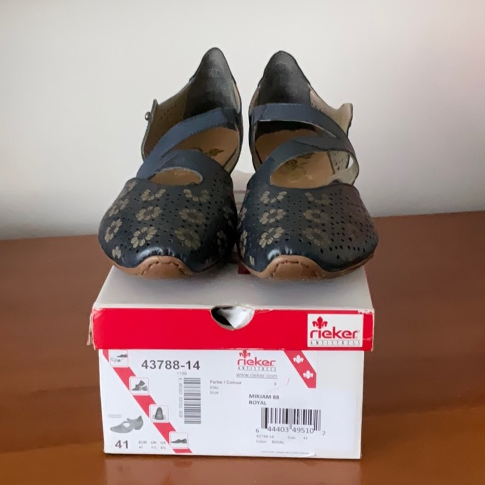 Rieker Women's Blue Floral Cutout Shoes